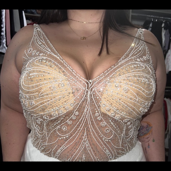 Willowby by watters butterfly beaded sheer bodysuit wedding style no 59601 - Picture 4 of 9